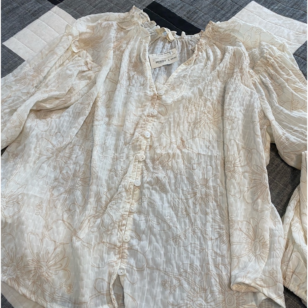 NWT Womens Casual Boho Floral  V Neck Long Sleeve Blouses Button  Loose …